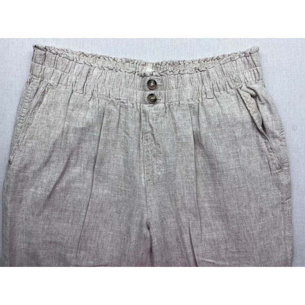 Briggs Linen Blend Wide Leg Pants Beige Oatmeal Elastic Waist Women Size L